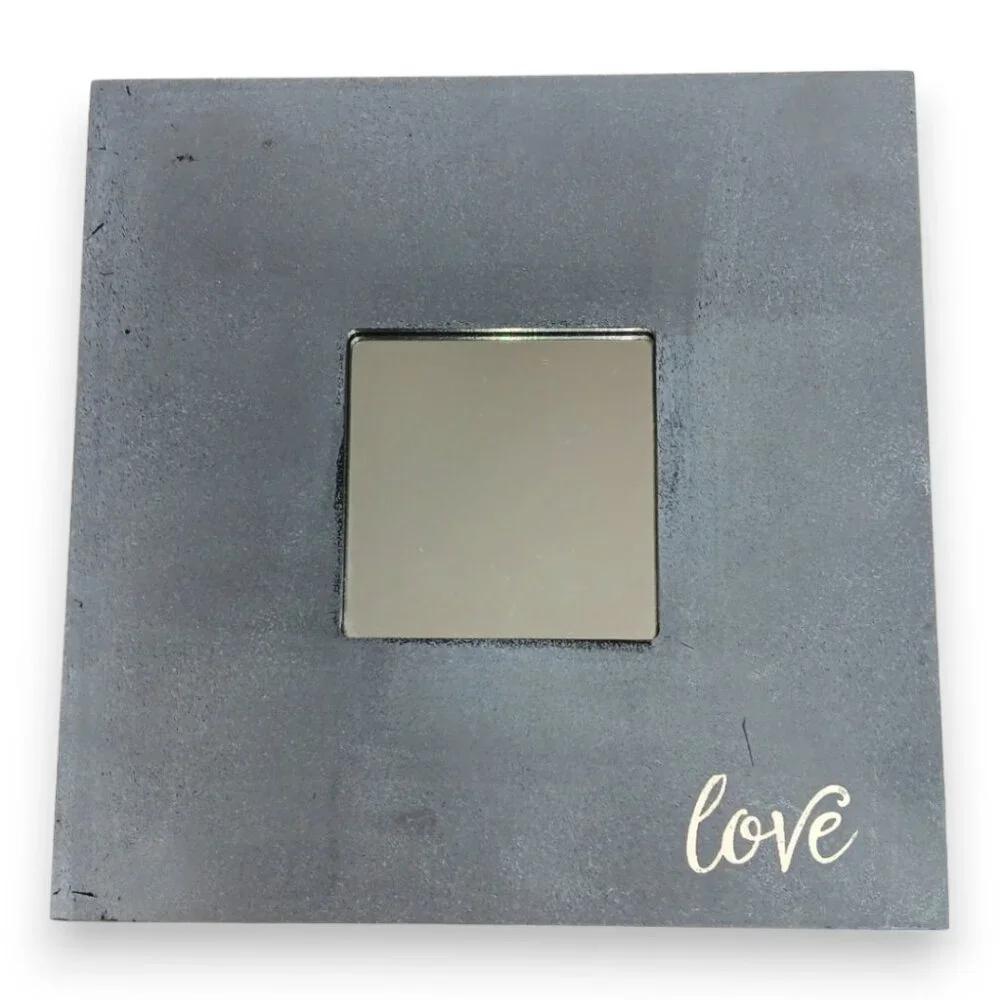 IKEA MALMA Framed Art Mirror- Square-LOVE- Gray-10x10 - Picture 1 of 9